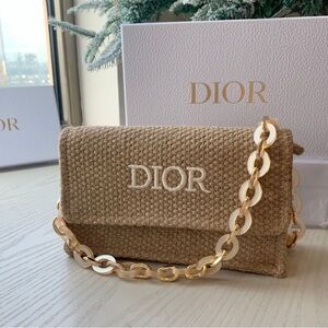 NIB Dior Raffia clutch GWP